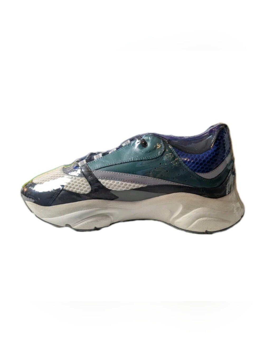 Dior b22 Sneakers Calf Mesh Men Size 44 / US 11 Gray Blue NEW In Box 3SN231ZNG - Picture 3 of 7